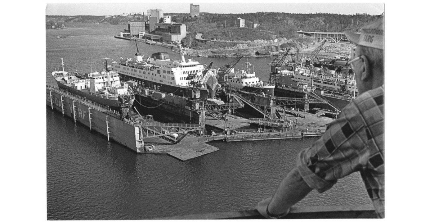 Fartyg upplagda för reparation 1972. Fotograf Thor-Björn Johansson. Sjöhistoriska.