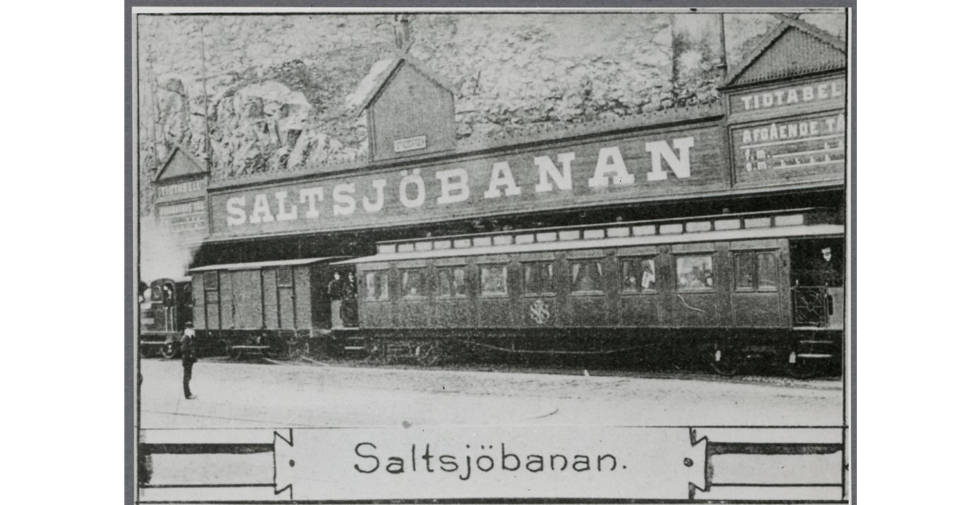 Stadsgårdens station i början av 1900-talet innan tågen gick ända in till Slussen. Sjöhistoriska muséet. Okänd fotograf.