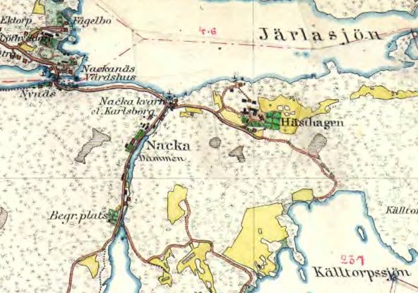 Nacka tidigt 1900-tal. Lantmäteriet.