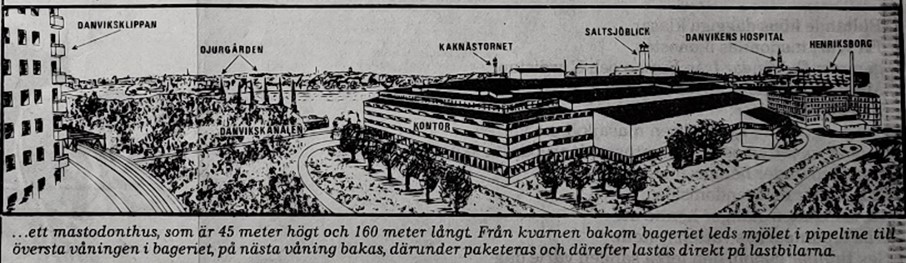 DN 13 december 1981. Mannagrynskvarnen benämns felaktigt Saltsjöblick som var försäljningsnamnet för radhusen på Henriksborgsklippan.